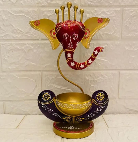Crafted Spiritual Decor Ganesha with Tealight Candle Holder