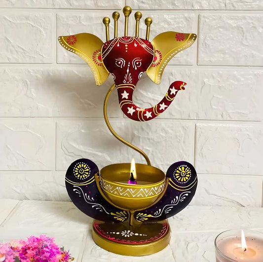 Crafted Spiritual Decor Ganesha with Tealight Candle Holder